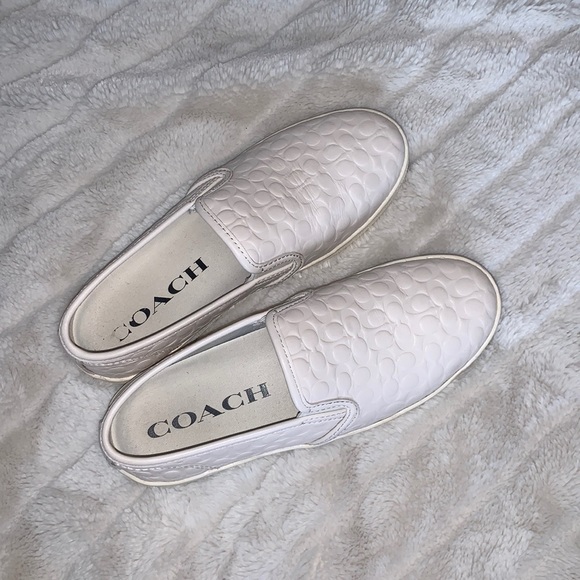 Coach Signature slip on C117 FG2118 Chalk White Leather Loafer Sneaker size 7.5